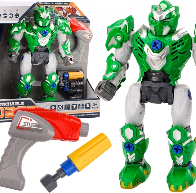 Robot avvitabile con luci e suoni – set verde con trapano e cacciavite