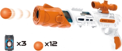 Pistola spara palline in gommapiuma con bersagli 34 cm