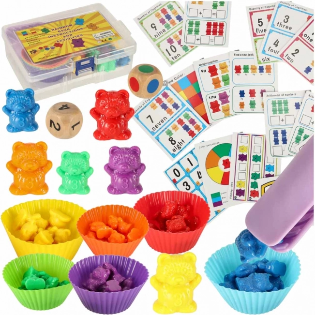 Orsetti Montessori – set per imparare il conteggio e i colori, 44 pezzi