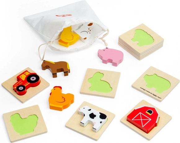 Bigjigs Toys gioco tattile da viaggio: trova e abbina - fattoria