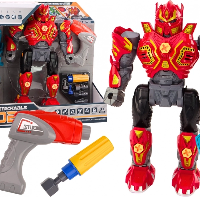 Robot avvitabile con trapano, cacciavite, luci e suoni – rosso