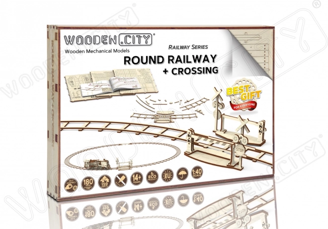 WOODEN CITY puzzle 3D binari circolari con passaggio a livello (159 pezzi)