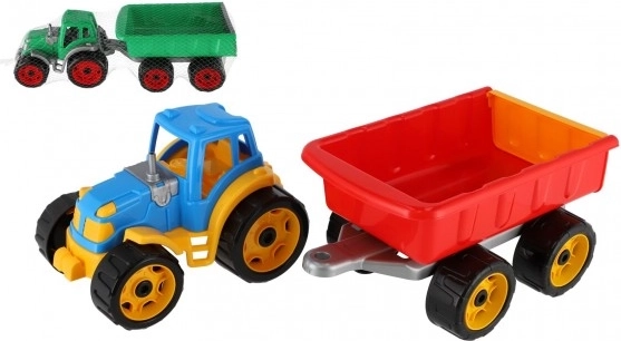 Trattore di plastica con rimorchio per bambini