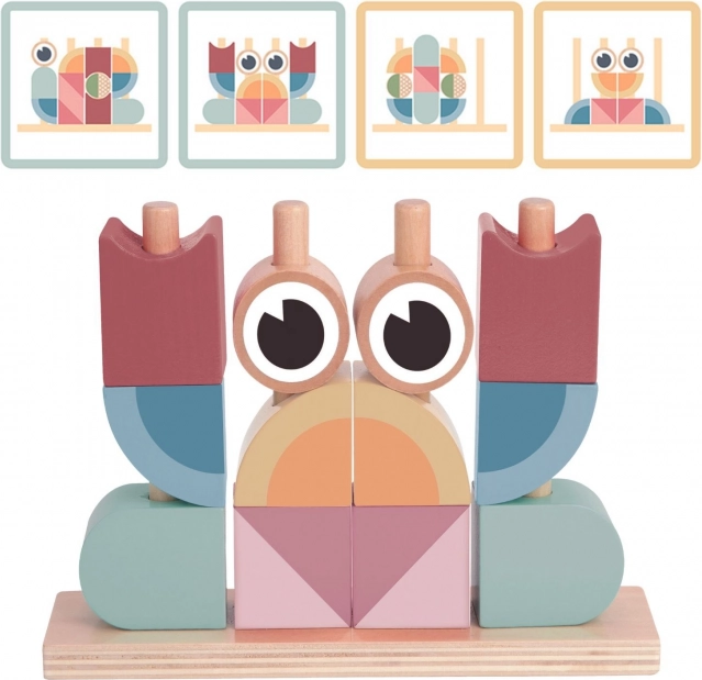 Puzzle di legno a forma di granchio TOOKY TOY – blocchi impilabili pastello