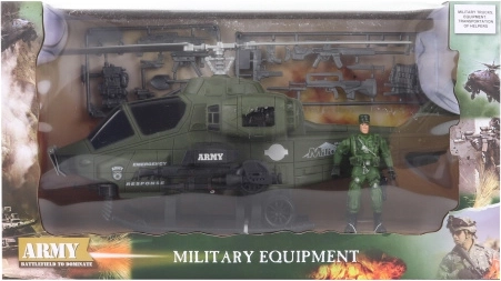 Elicottero militare con figurina e accessori