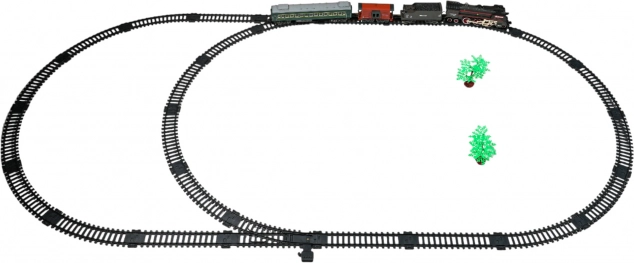 trenino retrò con fumo e suoni, set con binari e accessori