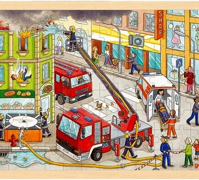 Puzzle in legno Vigili del fuoco 96 pezzi di GOKI