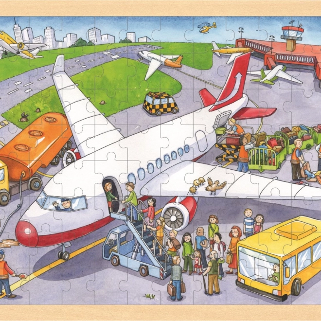 Puzzle di legno All'aeroporto 96 pezzi