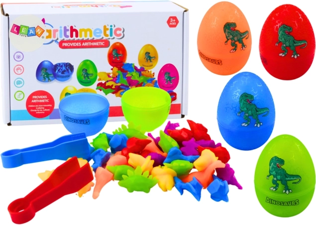Uova da smistare con dinosauri e pinzette, 6 pz
