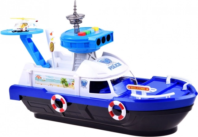 Motovedetta della polizia con elicottero e veicoli – set di gioco