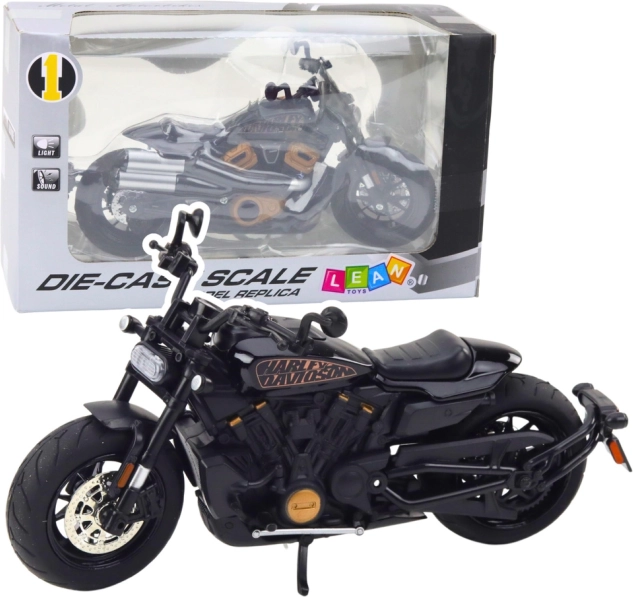 modello in metallo chopper 1:12, nero con dettagli dorati con luci e suoni
