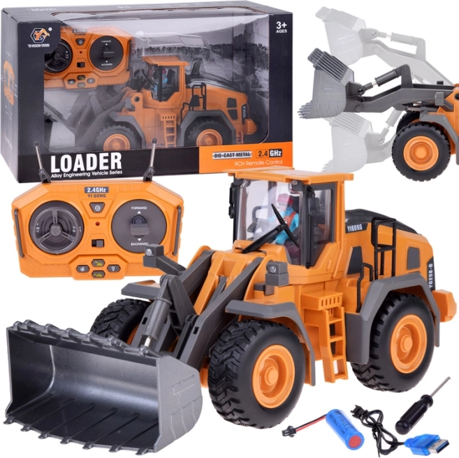 Bulldozer da costruzione RC con braccio mobile e luci