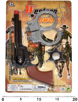 Set da piccolo sceriffo – pistola, manette e distintivo (22 cm)