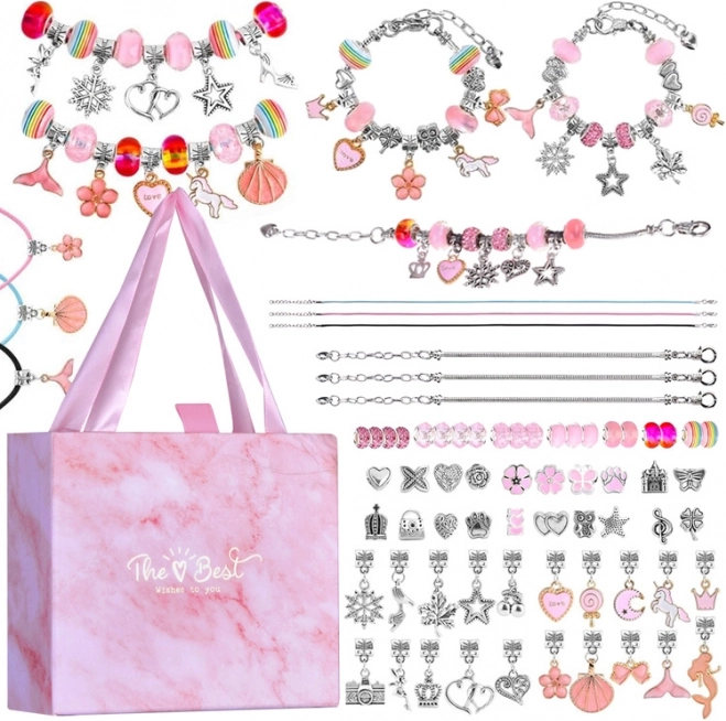 Set creativo per realizzare braccialetti con ciondoli e perline