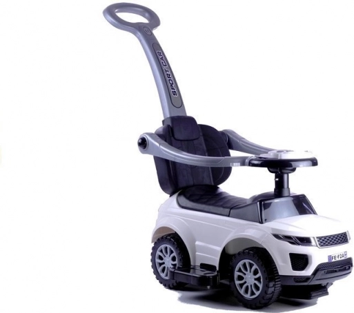 Macchina sportiva bianca per bambini con asta di guida