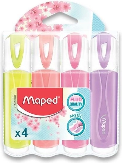 Evidenziatori pastello MAPED Fluo Peps, set da 4 pz
