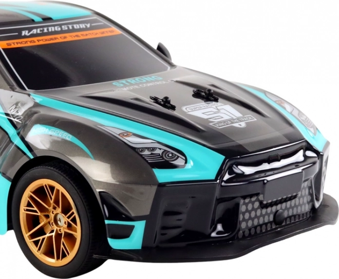 Grande auto sportiva RC 1:10 turchese-nera