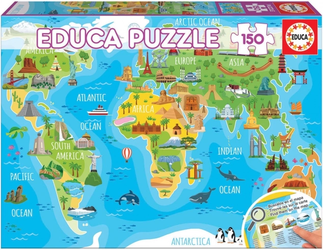 Educa Puzzle Mappa dei Monumenti Mondiali 150 Pezzi