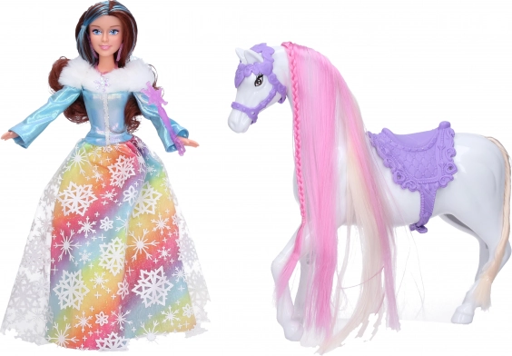 Bambola principessa con cavallo e accessori 29 cm
