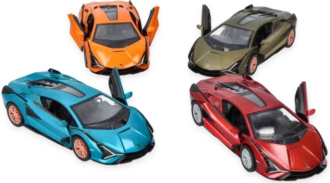 Modello di auto in metallo Lamborghini Sian con portiere apribili