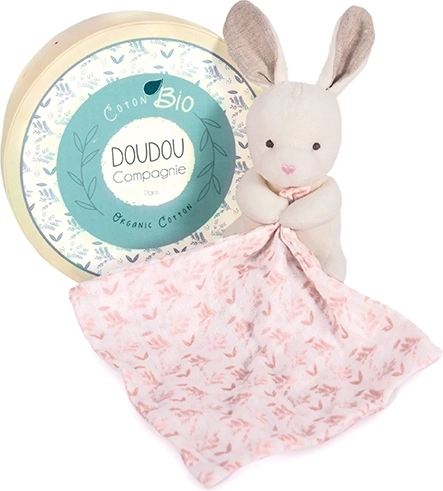 Set regalo Doudou - Coniglietto di peluche con copertina rosa in cotone BIO