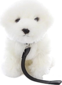 Maltese di peluche con guinzaglio 28 cm