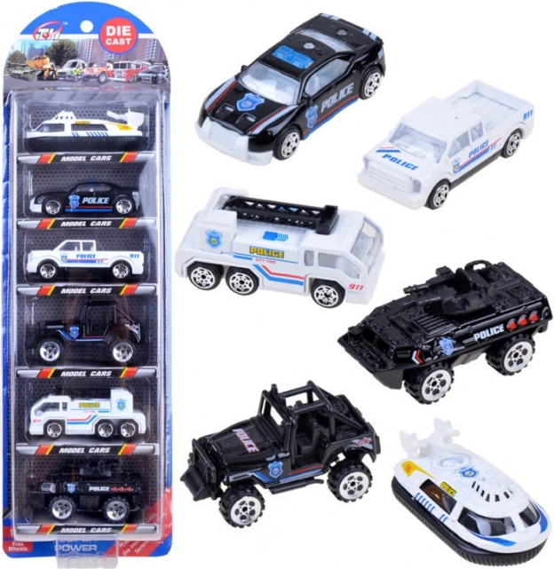 Set di 6 veicoli in metallo per bambini – Polizia