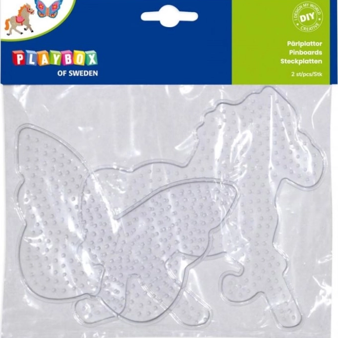 Playbox base per perline da stirare – farfalla e cavallo, 2 pz