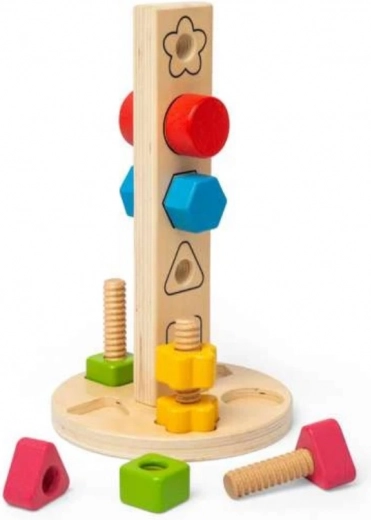 Torre di legno con dadi e viti Bigjigs Toys