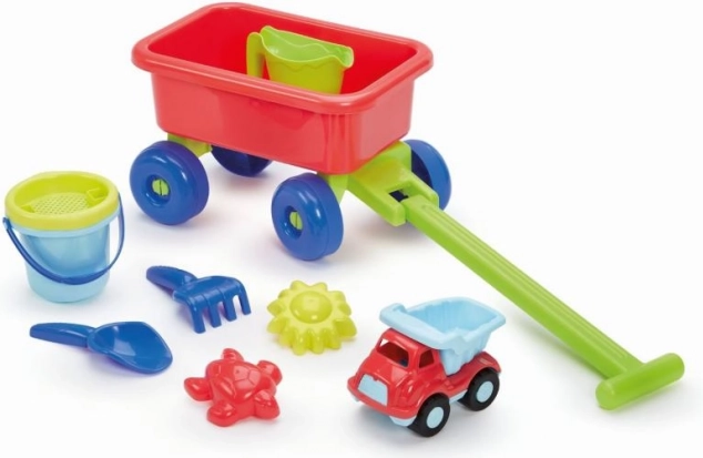 Carrellino per bambini con annaffiatoio e set per la sabbia