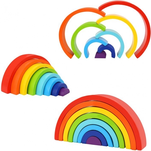 Arcobaleno in legno TOOKY TOY – gioco Montessori creativo con 8 archi