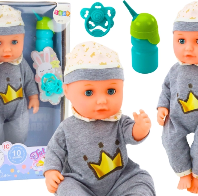 Bambola interattiva bebé in pigiama grigio