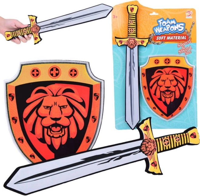 Set da Cavaliere Scudo e Spada in Schiuma Leone