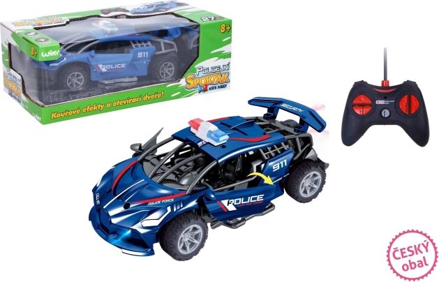 Automobile RC della Polizia Telecomandato con Effetti di Fumo