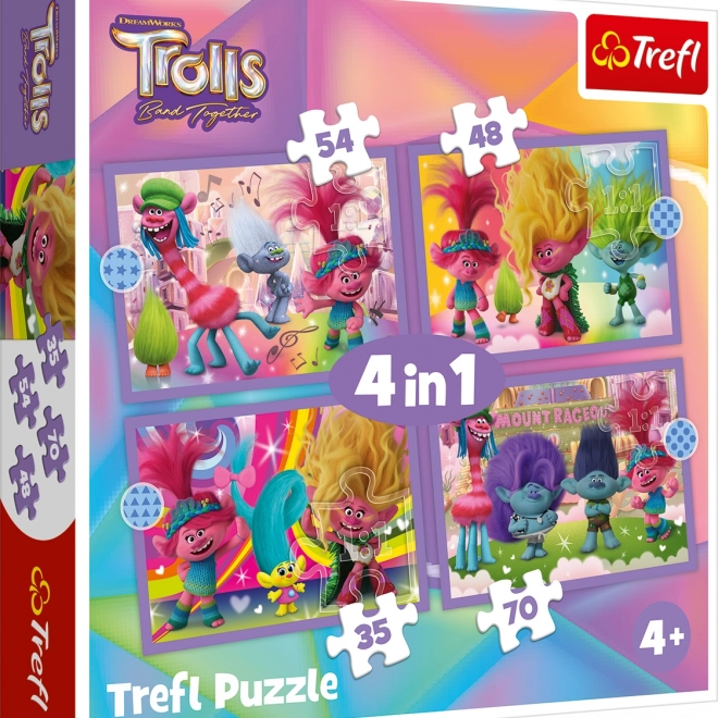 Trefl puzzle Trolls 3: avventura colorata 4in1 (35, 48, 54, 70 pezzi)