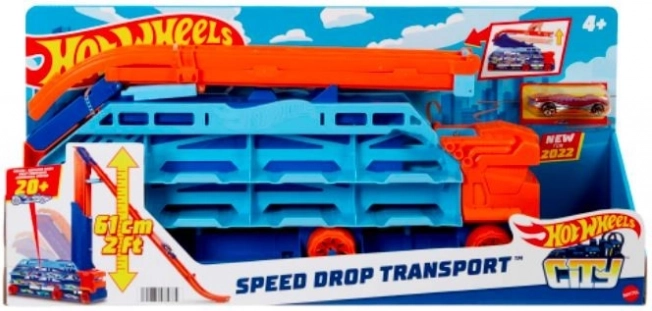 Hot Wheels City trasportatore 2 in 1 con epica discesa da 60 cm