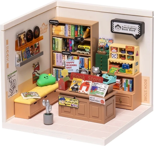 Robotime miniatura di libreria affascinante