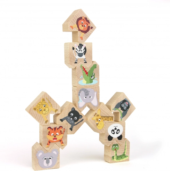 Gioco di equilibrio in legno con animali selvatici