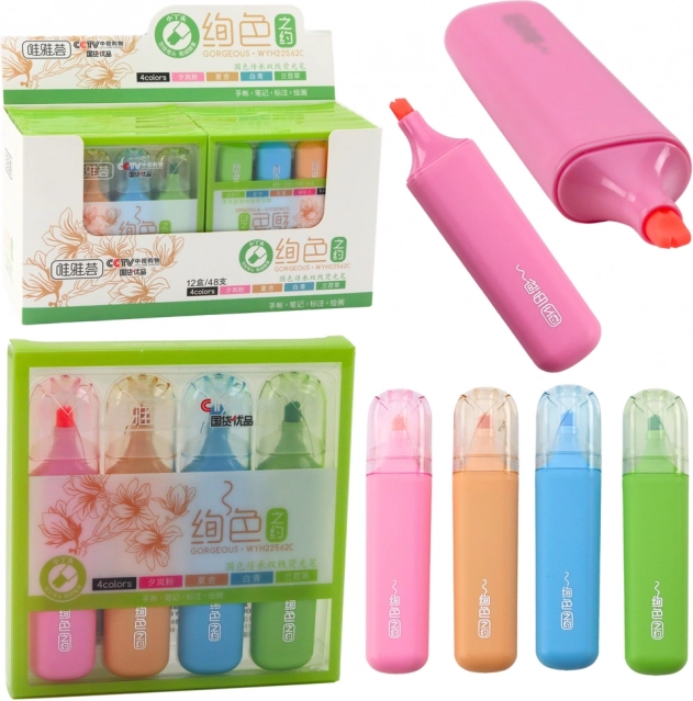 Set di evidenziatori colorati a doppia punta, 4 pezzi