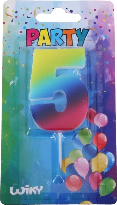 Candela party numero 5 arcobaleno