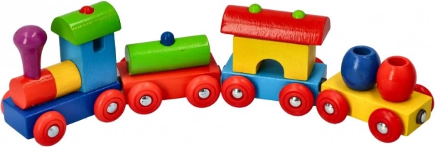 Goki trenino in legno colorato con carrozze magnetiche