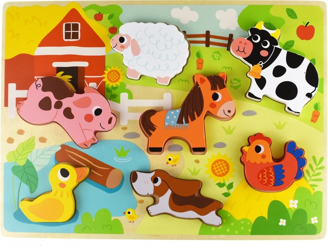 Puzzle a incastro Montessori in legno fattoria TOOKY TOY