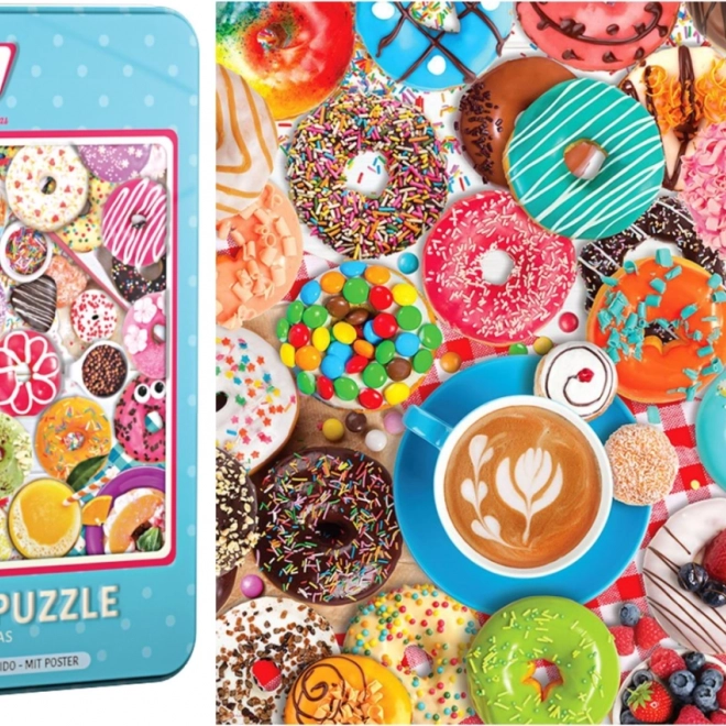 Puzzle in scatola di latta Festa di ciambelle 1000 pezzi EUROGRAPHICS