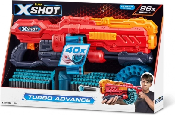 X-Shot Turbo Advance blaster in gommapiuma con 96 dardi