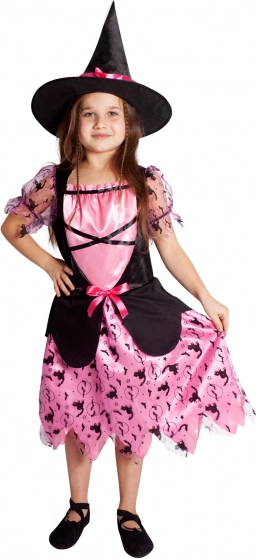 Costume da strega per bambina rosa S