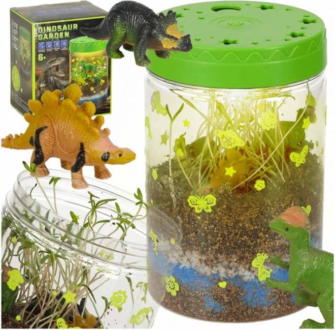 Terrario per la coltivazione delle piante con lampada LED e dinosauri