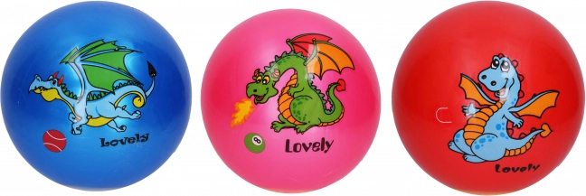 Palla di gomma con motivo drago 22 cm