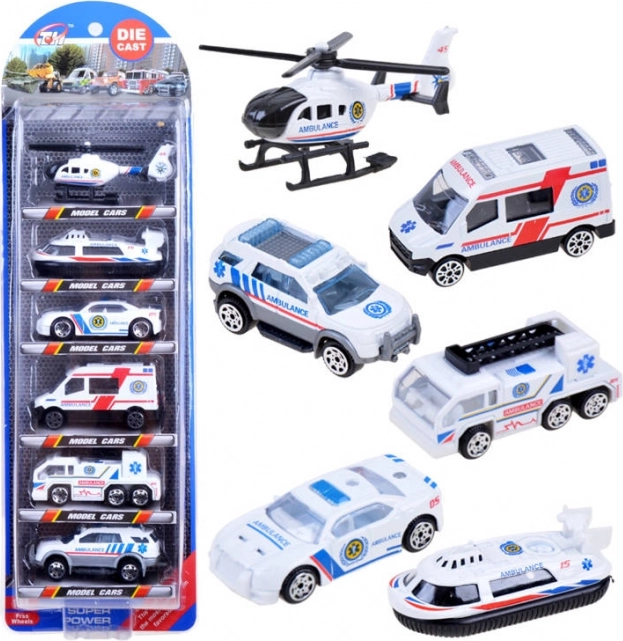 Set di 6 veicoli in metallo per bambini – Servizio di emergenza