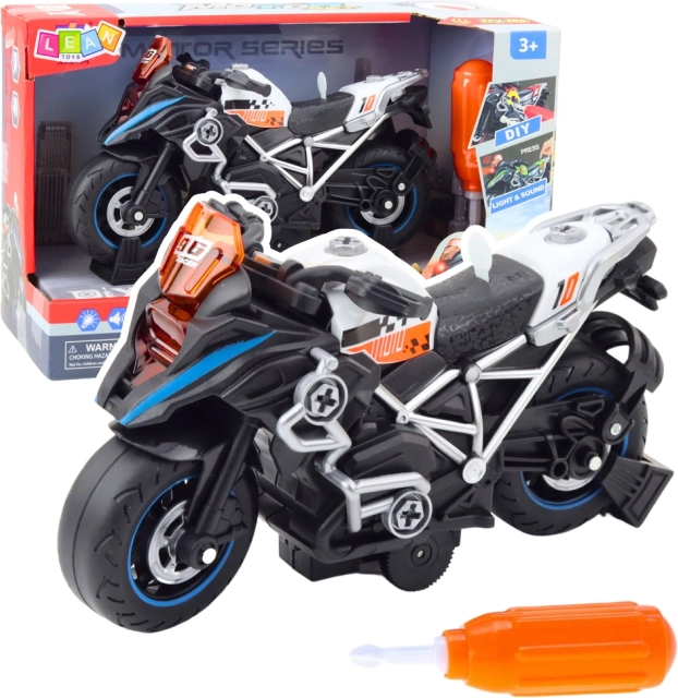 Motocicletta da montare con luci e suoni da corsa nera
