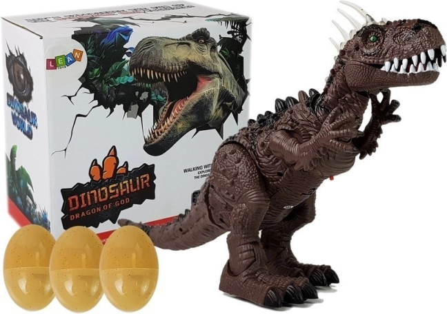 Dinosauro marrone a batteria con luce, suono, proiettore e deposizione di uova